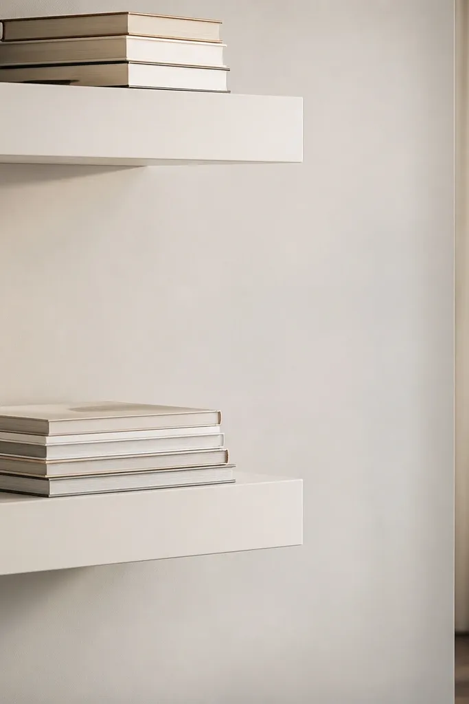 Built-in shelves that look floating with a clean reveal and hidden support