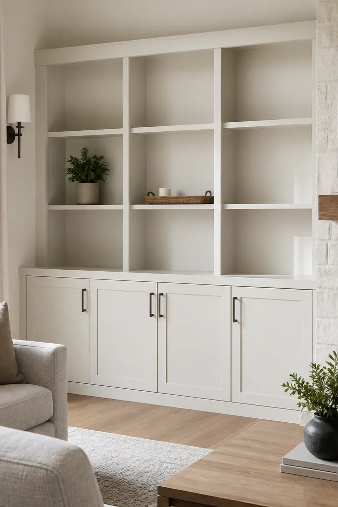 Low-Maintenance Built-In Shelves Living Room Decor