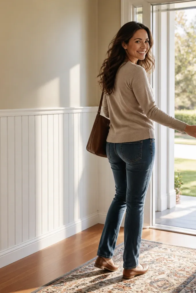 Tall wainscoting reaching near door height with a single top rail