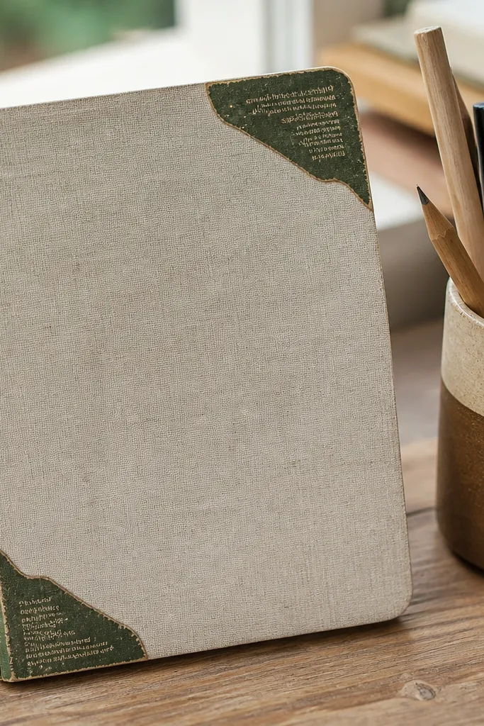Muted green distressed corner label stickers with small text blocks