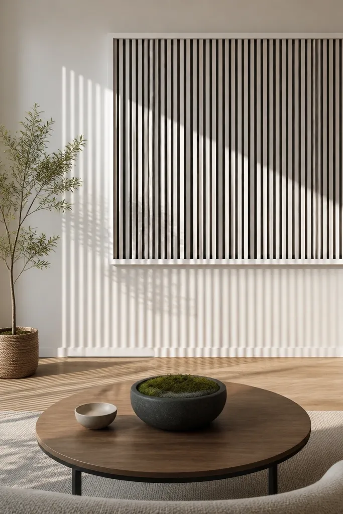 White frame with thin black vertical lines on a window grill