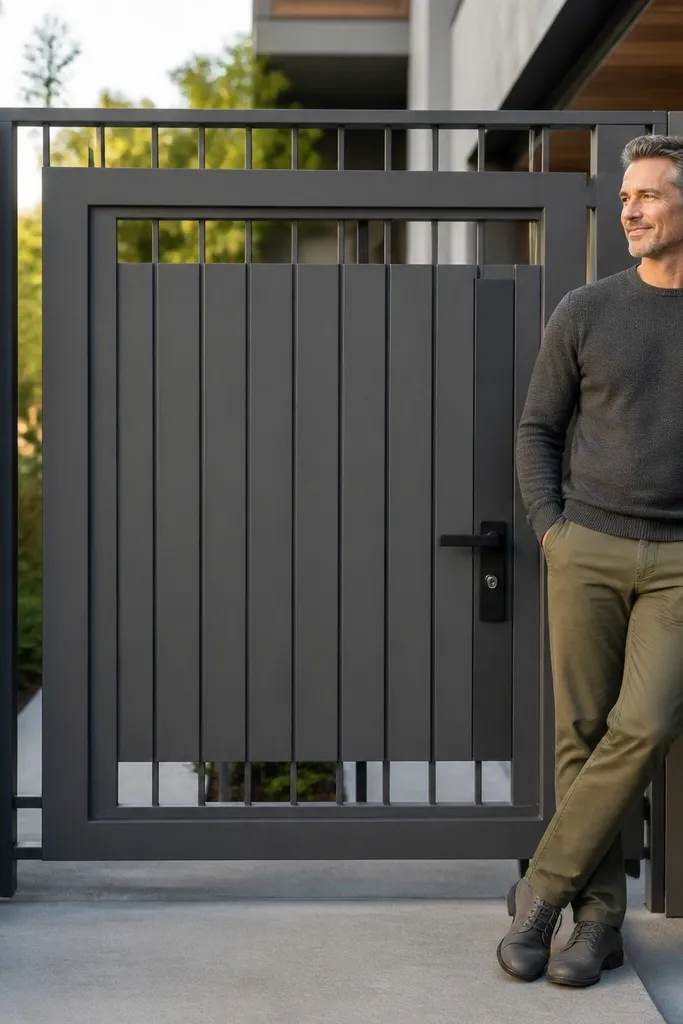 Graphite gray grill with an inner border rectangle inside a larger frame