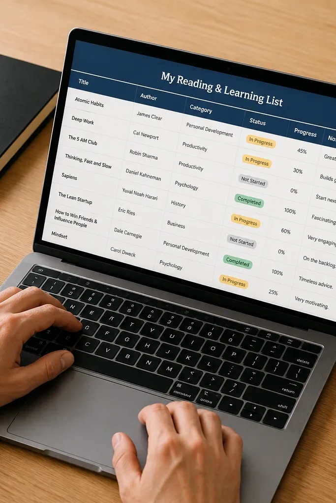 Simple table with two columns and colored header labels for reading items