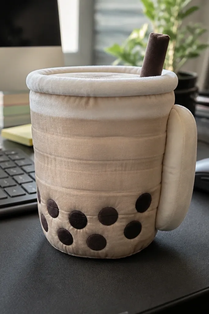 Clear cup-style paper squishy with a brown boba layer and a puffy rim