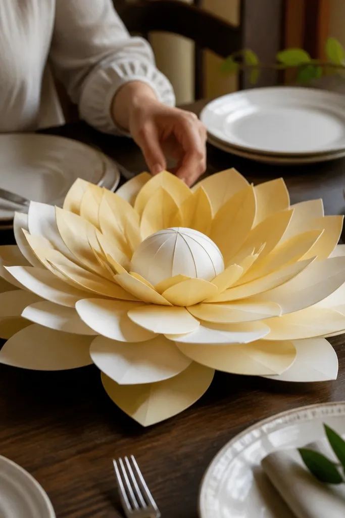 Pastel layered flower paper squishy with puffy center and soft petals