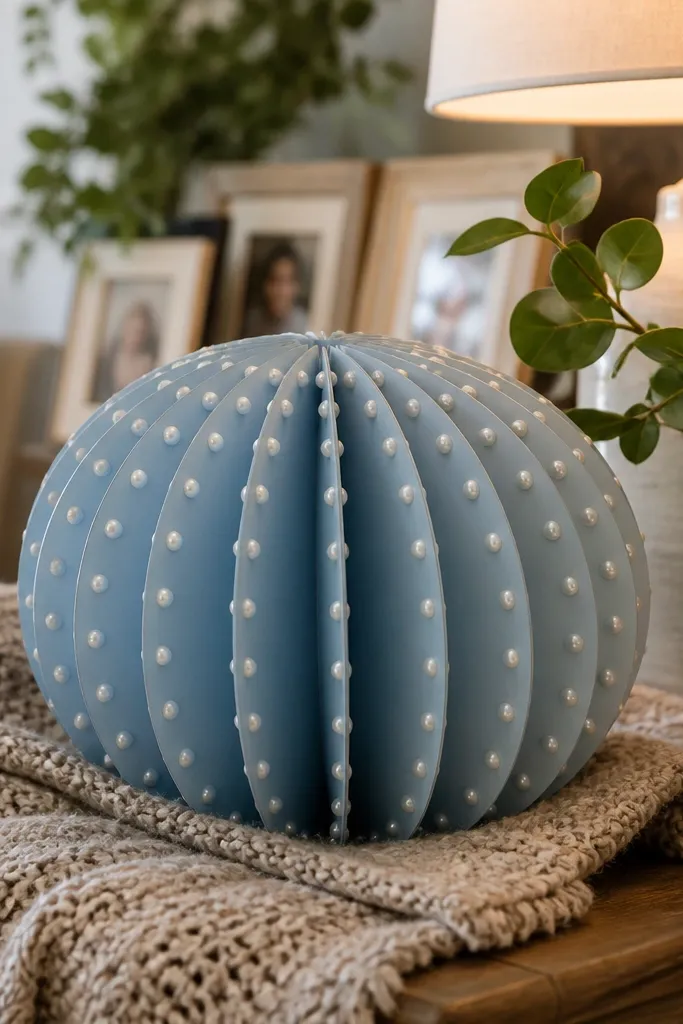 Cream bubble-like paper squishy covered in small pearl dots