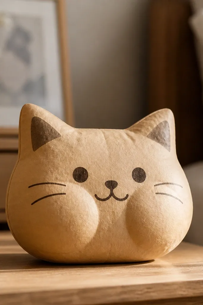 Cute cat face paper squishy with puffy cheeks and simple whisker lines