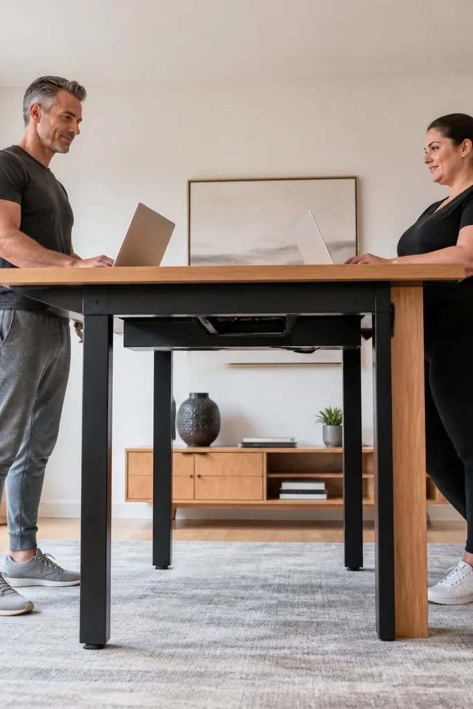 Desk conversion slab on a frame with cable tray and two side stations