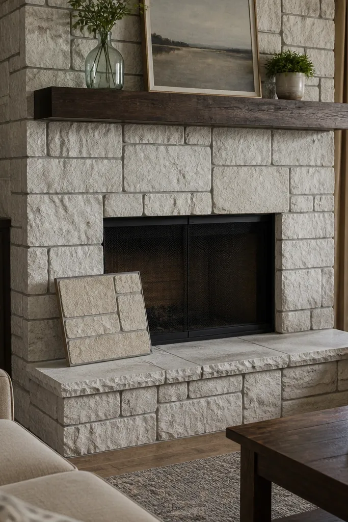 Low-Maintenance Stone Fireplace Finishes and Paint Ideas