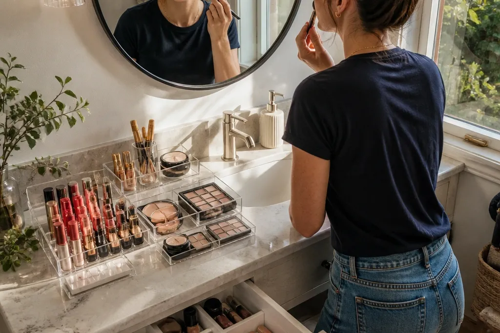 Low-Maintenance Vanity Makeup Organization Ideas