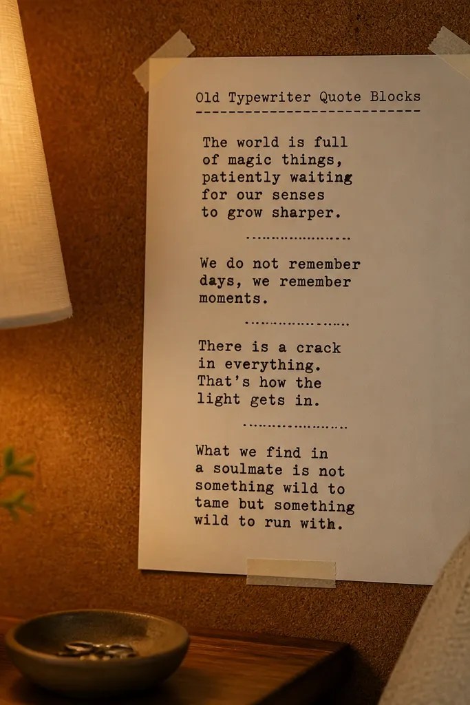Black-and-white typewriter text with bold block paragraphs and faint paper grain