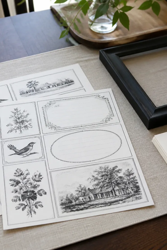 Low-Maintenance Vintage Paper Printables in Black and White
