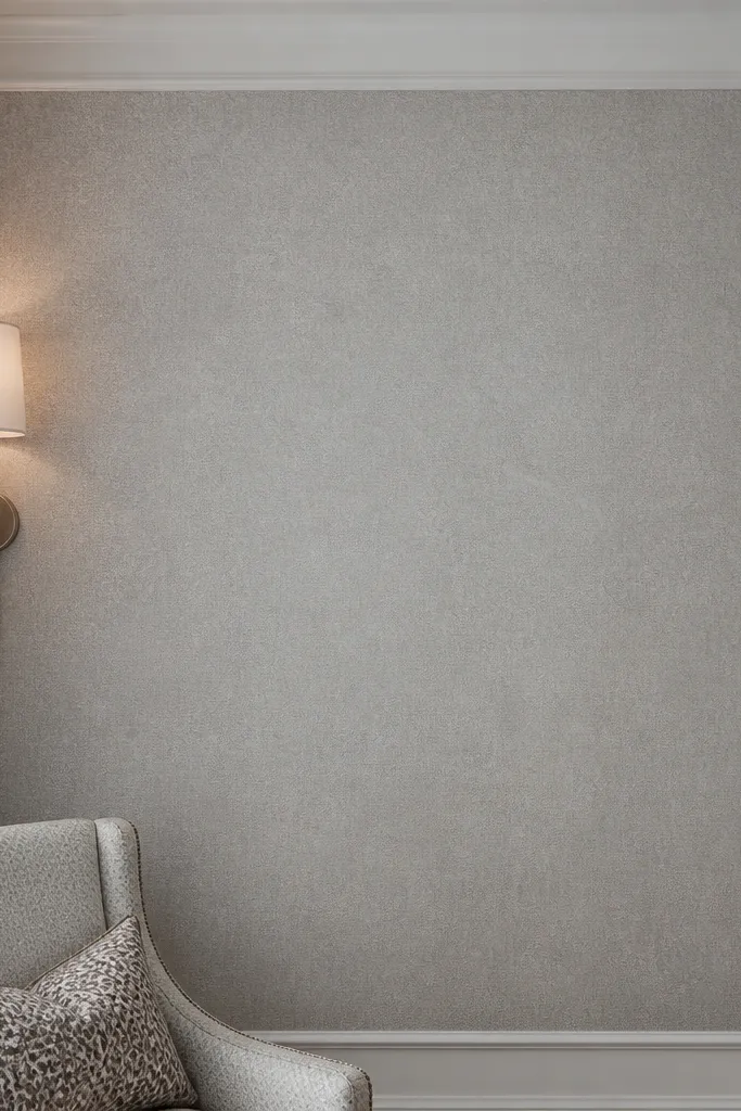Wallpaper wall with thin crown border at top and base border at bottom