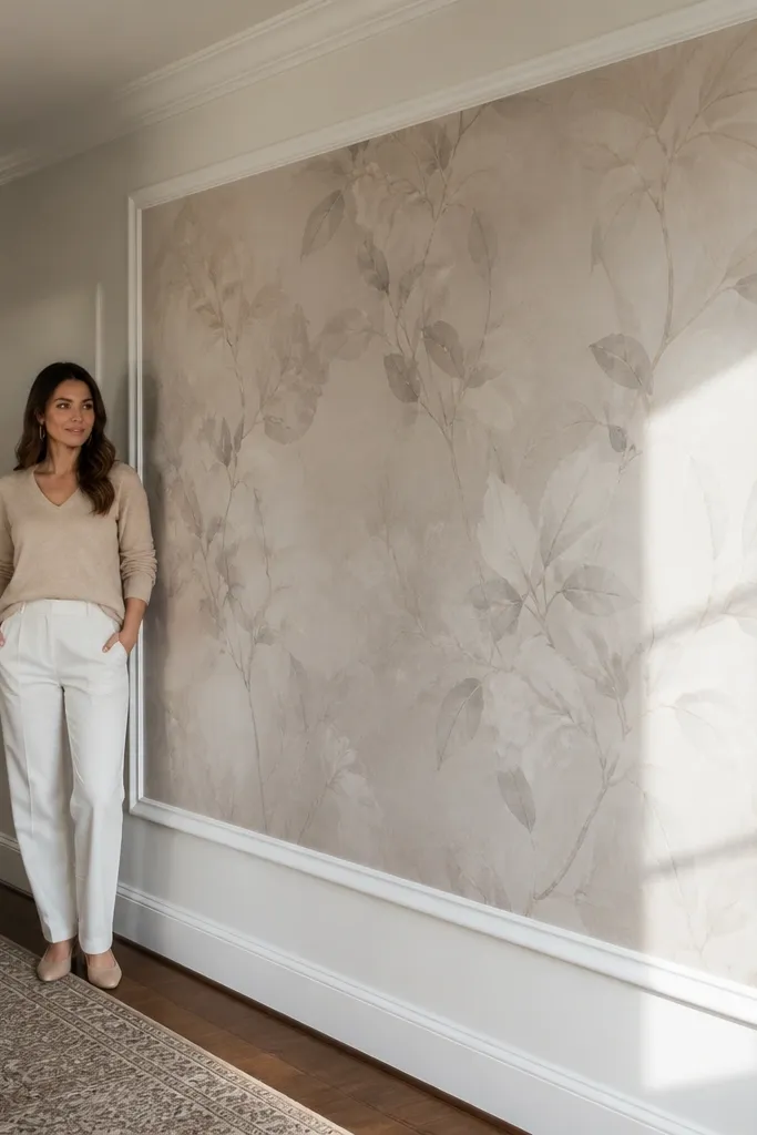 Large wallpaper rectangle framed by a single oversized moulding border