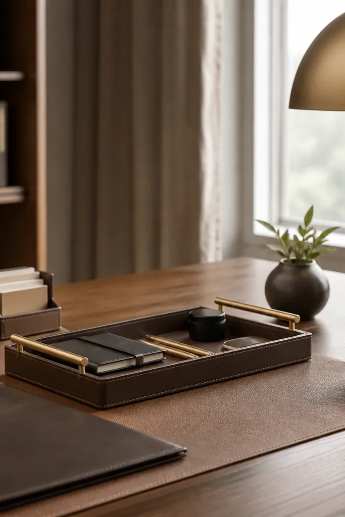 Luxury high end look expensive desk organization