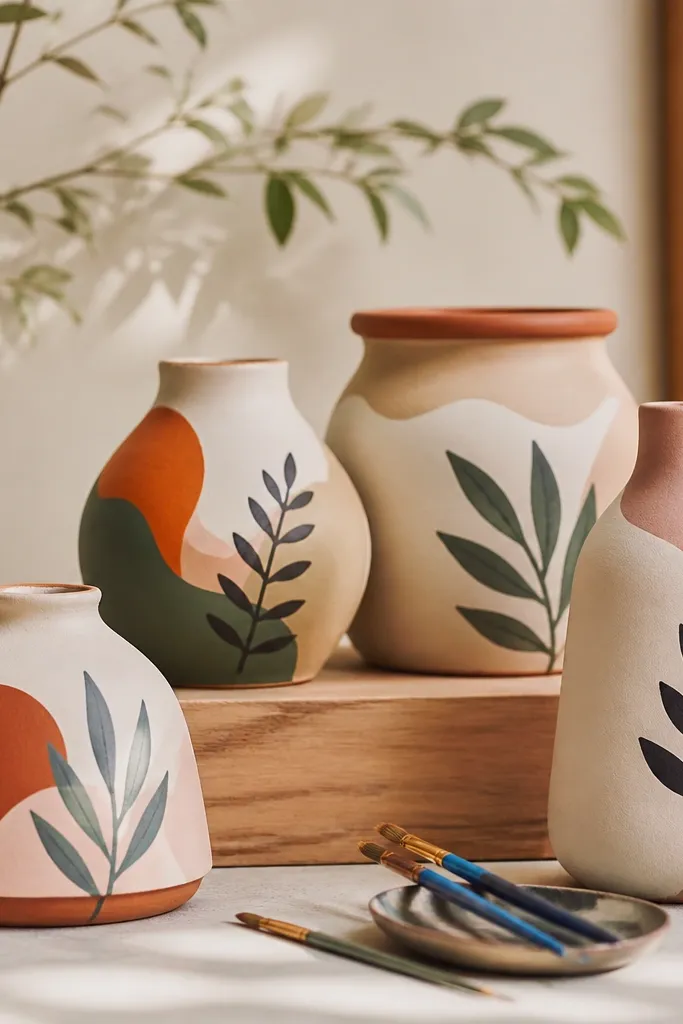 Modern clay pot painting ideas for beginners