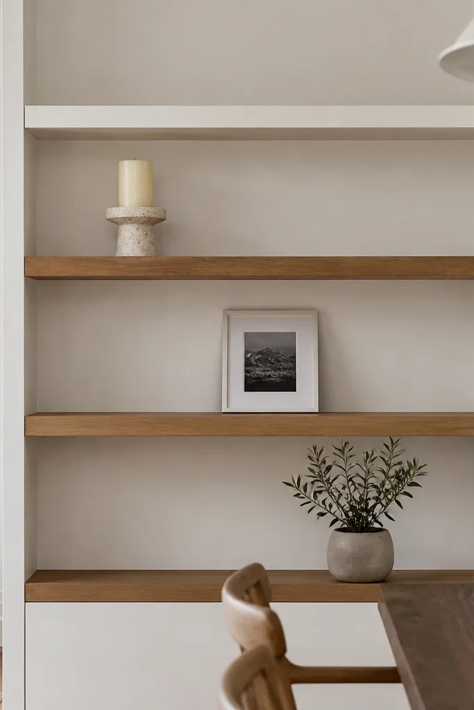 Modern Minimalist Built-In Wall Shelves Living Room