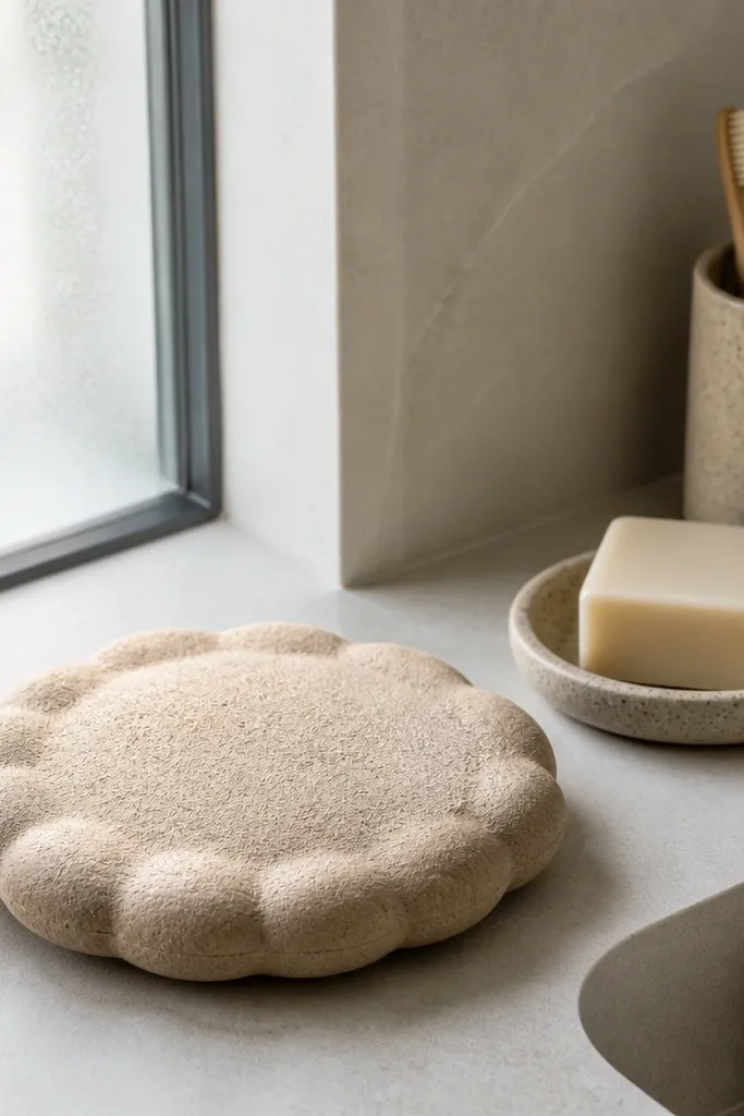 Sandstone pebble shape with rounded edges and a soft shadow line