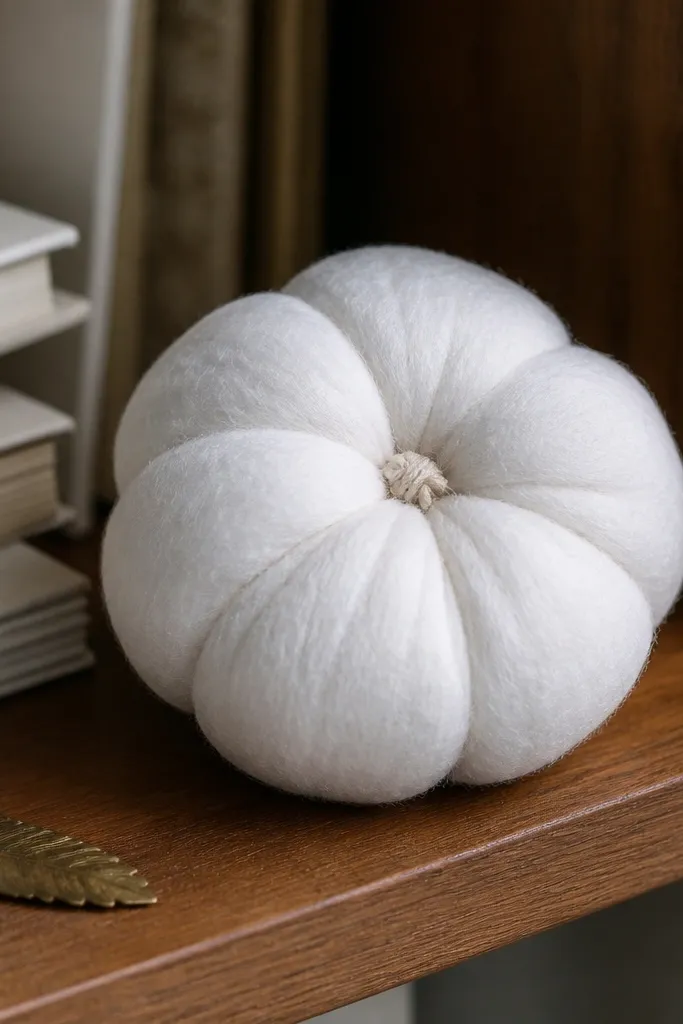 Layered white paper cotton ball squishy with a stitched center knot