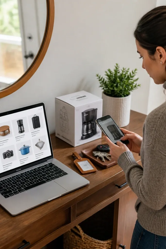 Home inventory tiles with small photos and purchase dates