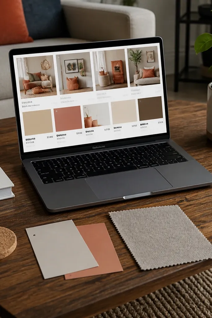 Decor moodboard tiles with color tags and item notes