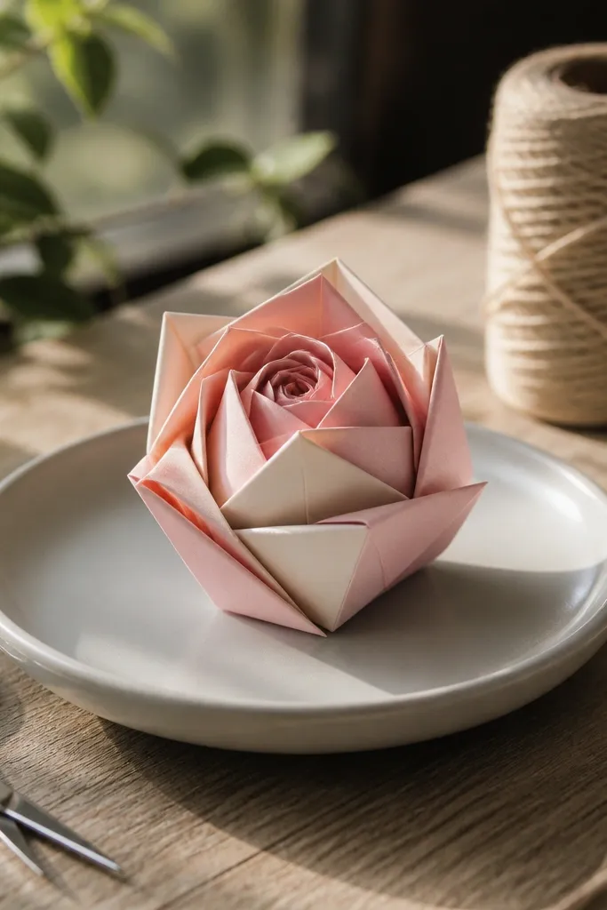 Small rosebud with folded petals and a pointed top