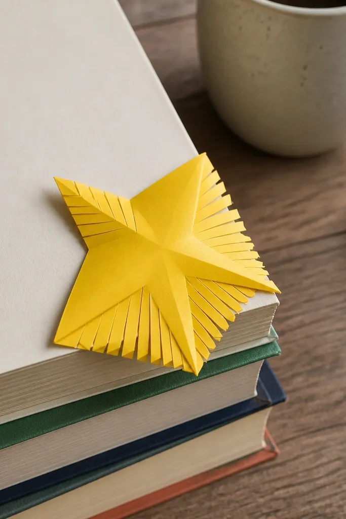 Star-shaped bookmark with folded layered points