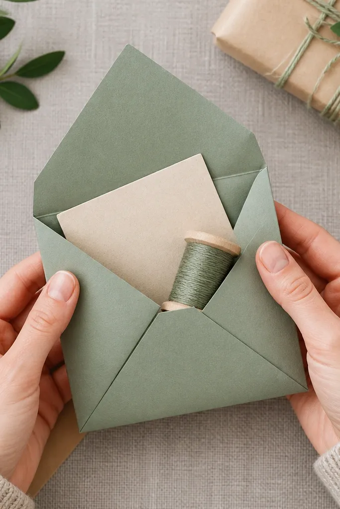 Folded envelope with sharp edges and a front flap