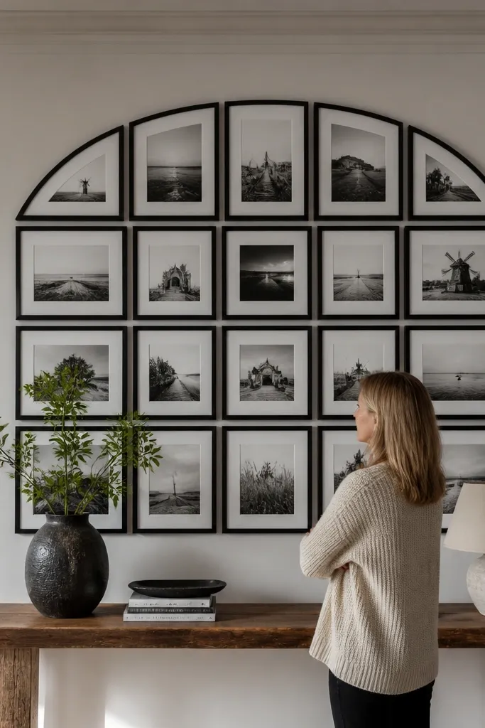 A collage with an arched top row and straight bottom edges