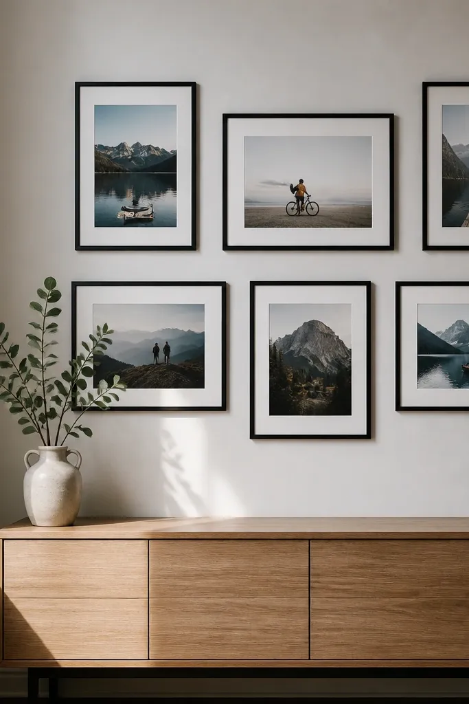 Two rows of frames with alternating portrait and landscape orientation