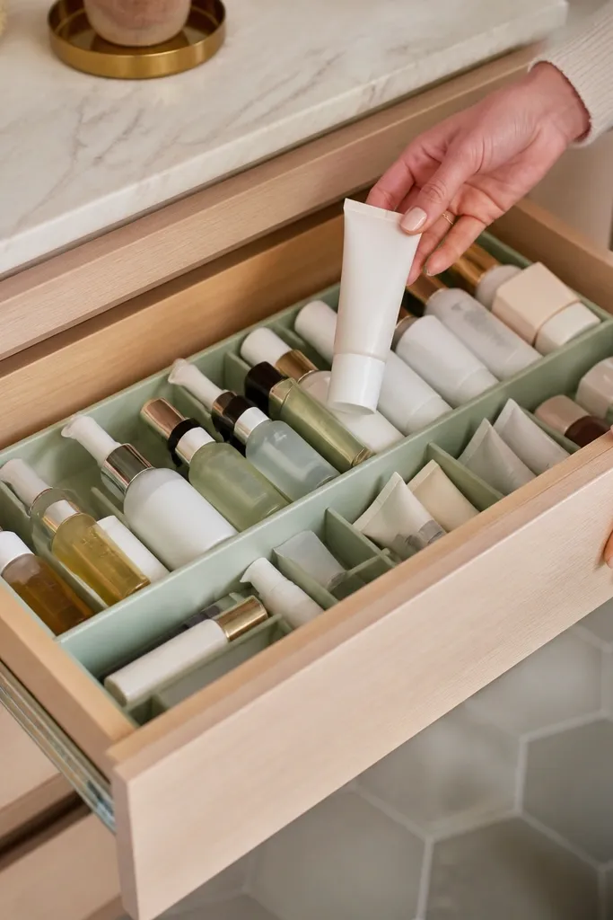 Drawer with slim compartments and matching dividers