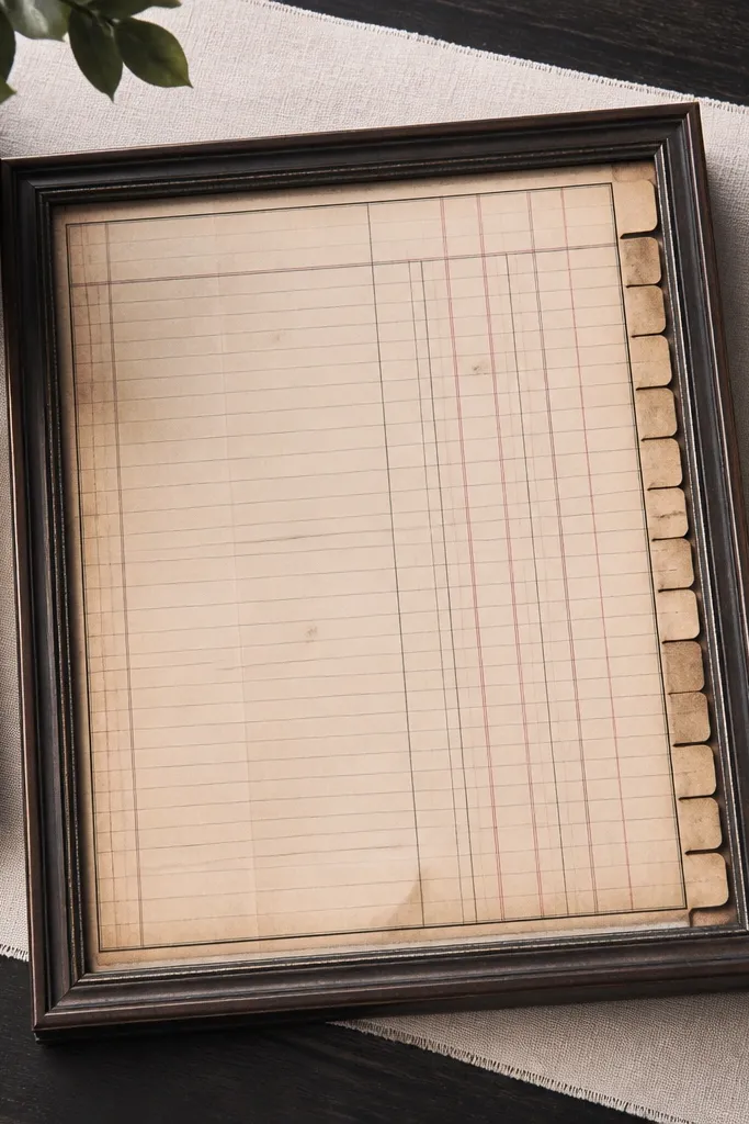 Ledger-style page with rows and small tear-off tabs at the top
