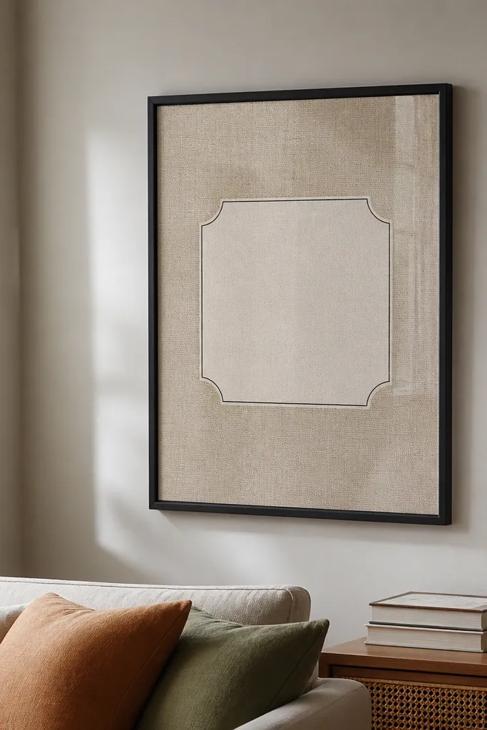Linen-texture background with a centered label area in brown tones