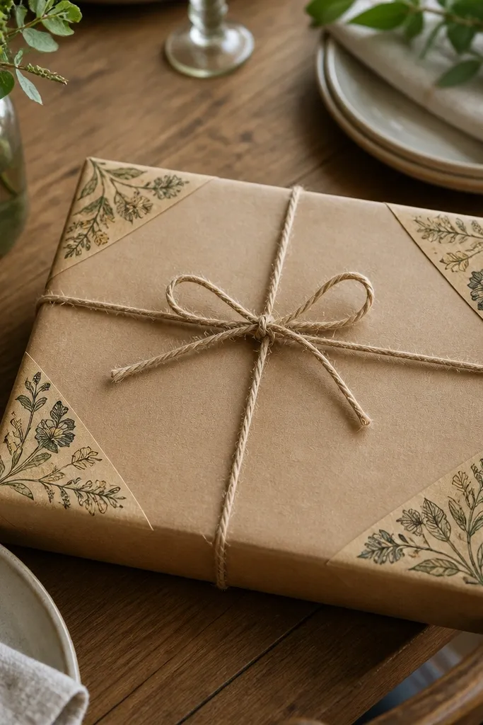 Small gift tags with botanical corners and aged border lines
