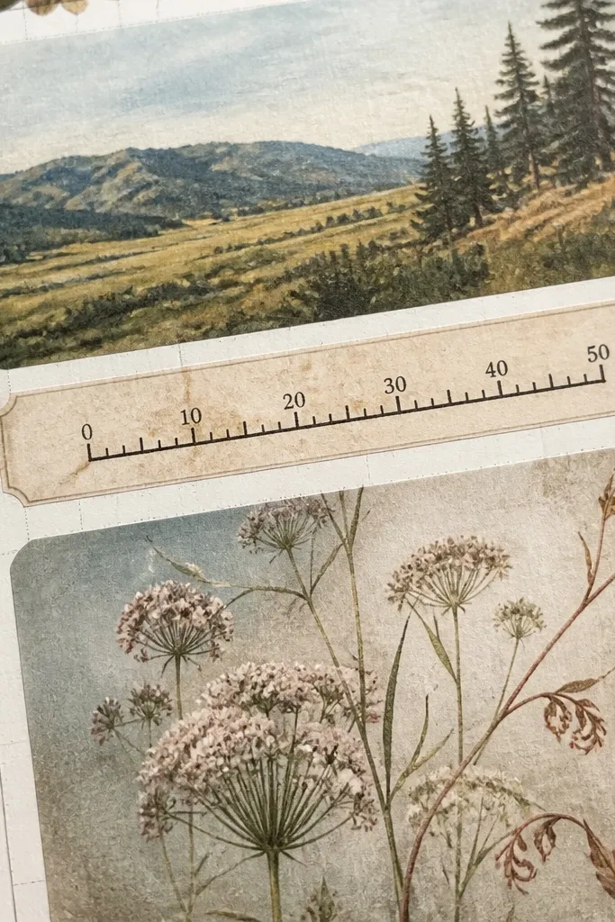 Scale bar strip with measurement ticks and faded map ink
