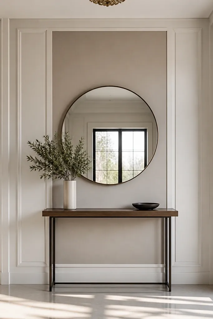 Wall with framed sections and one vertical slab centerpiece per bay