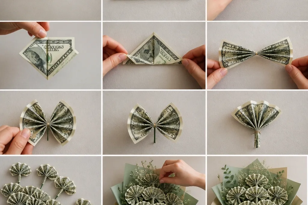 Money Bouquet Steps and How to Fold Bills