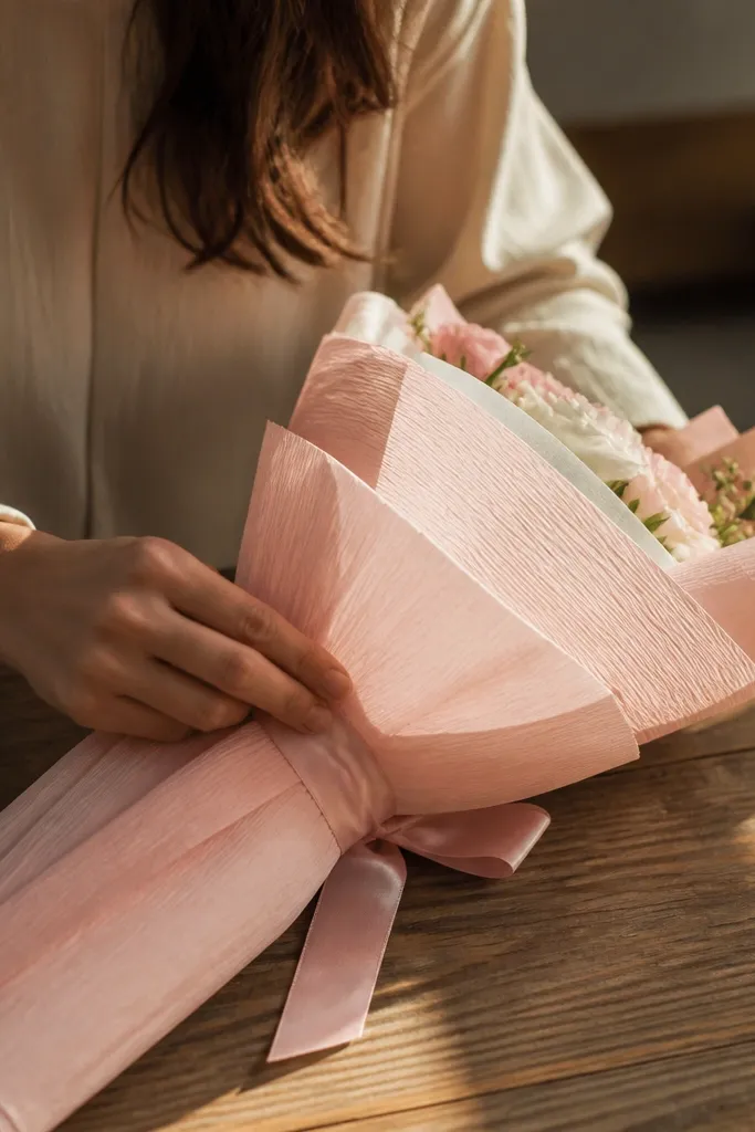 Crepe paper wrapped around cash bouquet with a hidden inner band for structure