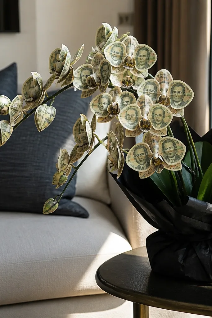 Money orchid flowers on a spray stem with layered petal shapes