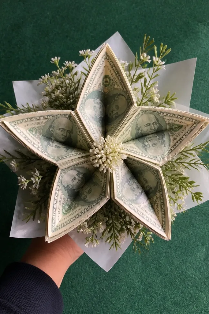 Cash starflower with five pointed petals and a tidy ribbon center