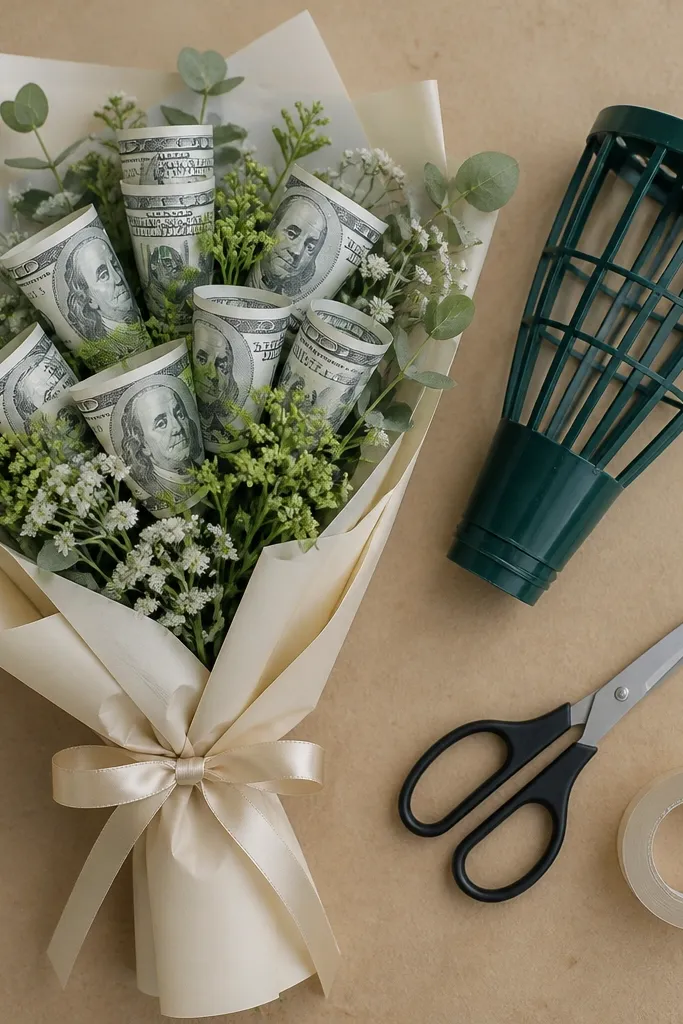 Money Flower Bouquet Steps and Wrapping Tips