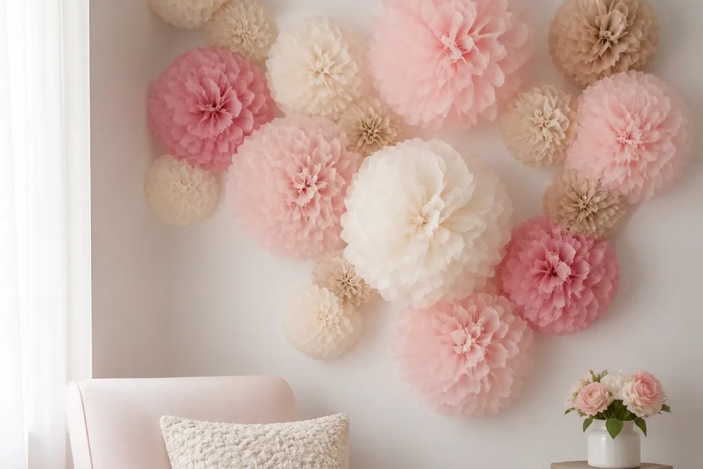 No Drill Removable Tissue Paper Flower Wall Ideas