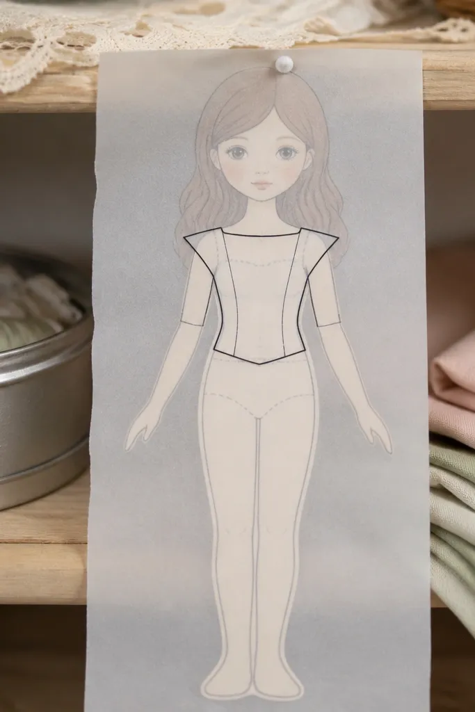 Standing paper doll with straight shoulders and a simple waist shape