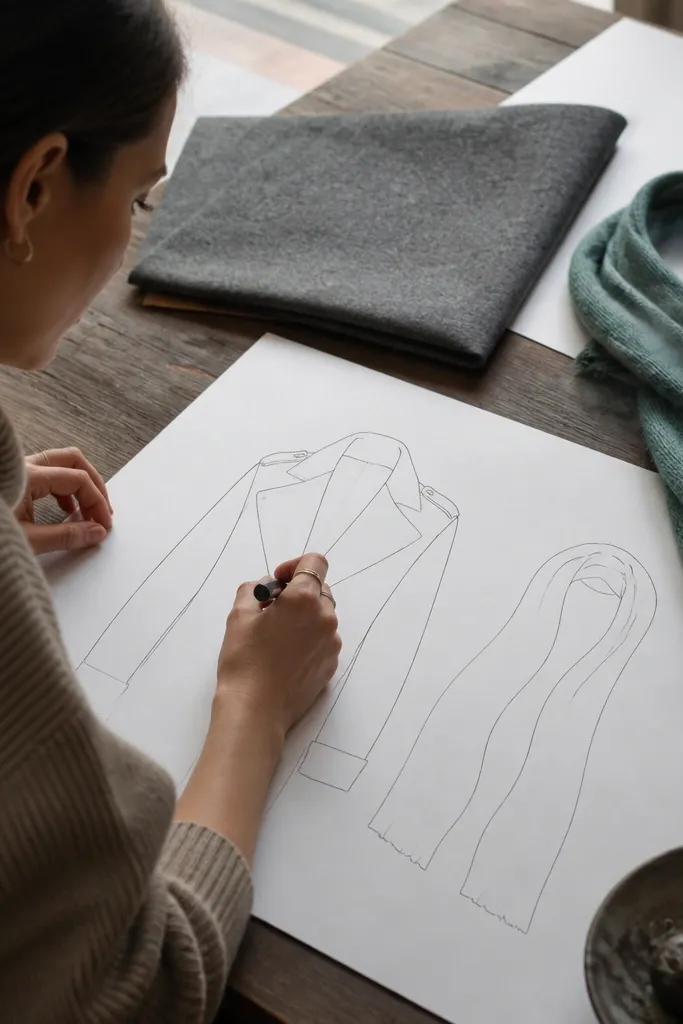 Paper doll base with wide shoulders and a collar area for layering coats