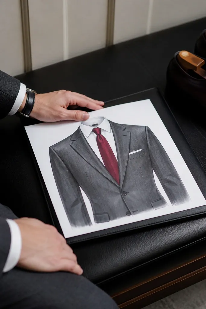Paper doll in a dark suit with a patterned tie