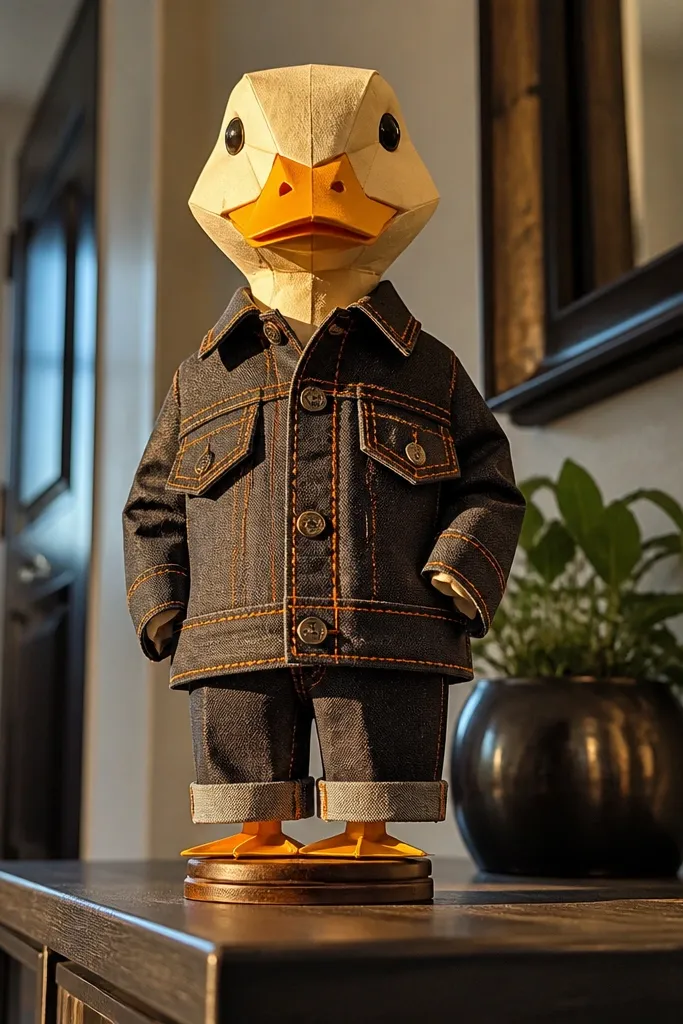 Charcoal denim jacket with orange stitch lines