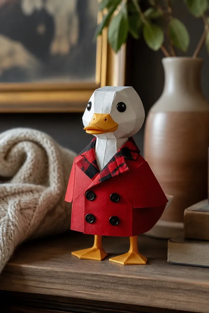 Red peacoat with black checkered lapels