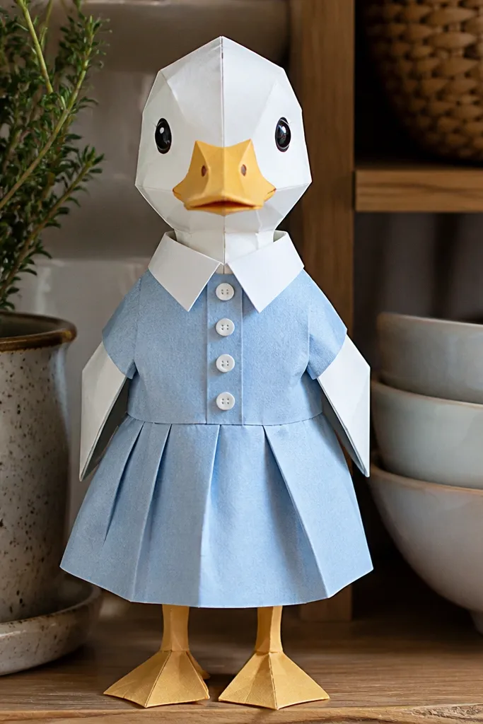 Light blue button dress with white collar tips