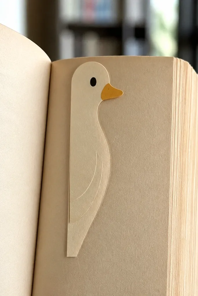 Duck bookmark with layered wing tabs and a clean beak