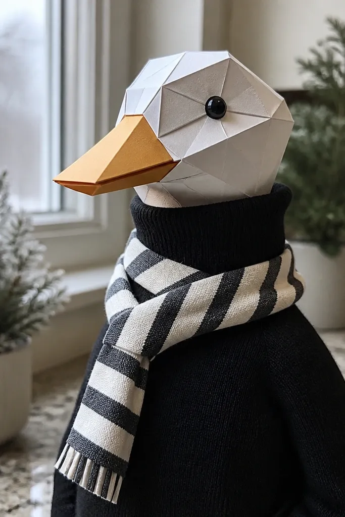 Black turtleneck with a narrow patterned scarf